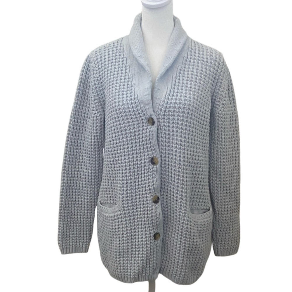 Lands' End Women's Gray Cable-knit Cardigan Sweater. Size S (6/8). Button-Up.